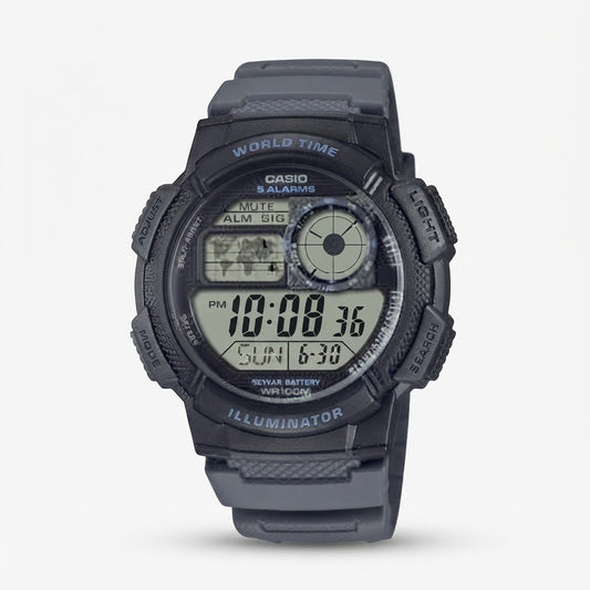 Reloj Casio AE-1000W-8AV Digital Negro y Gris Hora Mundial 100M – Caballero