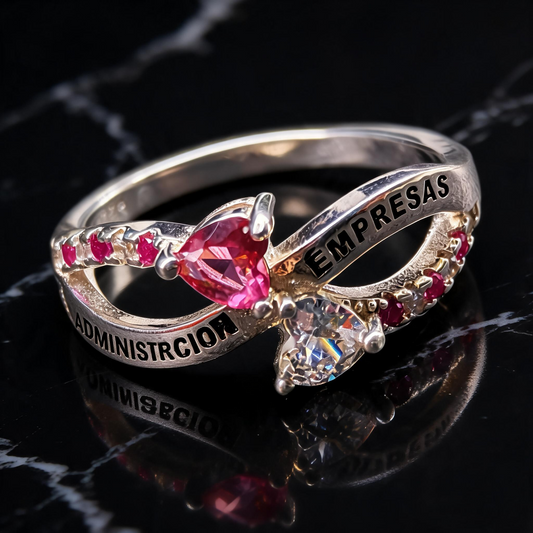 Anillo Administración de Empresas Infinito Corazones Modelo 001