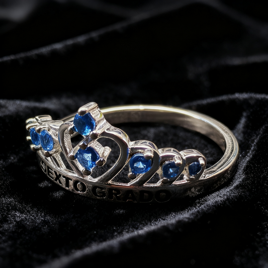 Anillo de Graduación Sexto Grado en Plata 925 | Brillos del Camino MD23