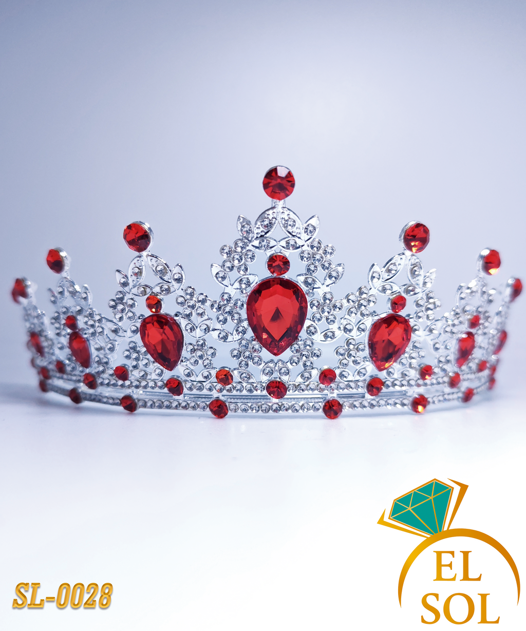 Corona piedras lágrima rojas