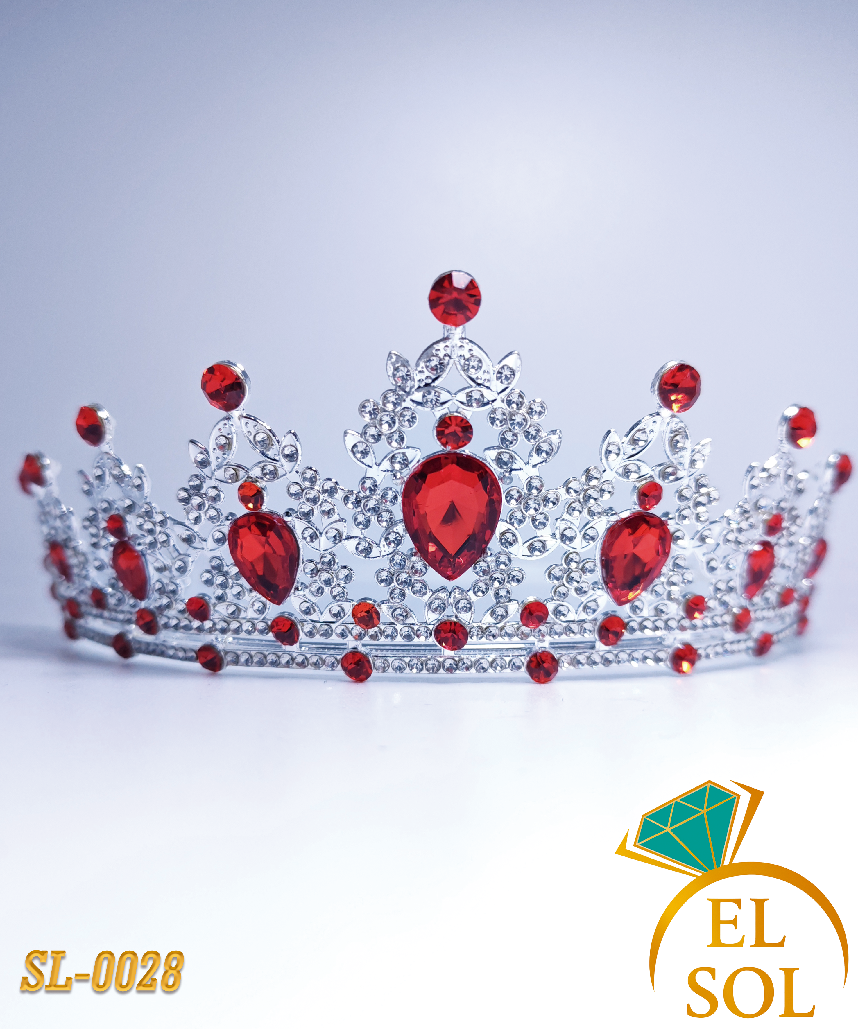 Corona piedras lágrima rojas