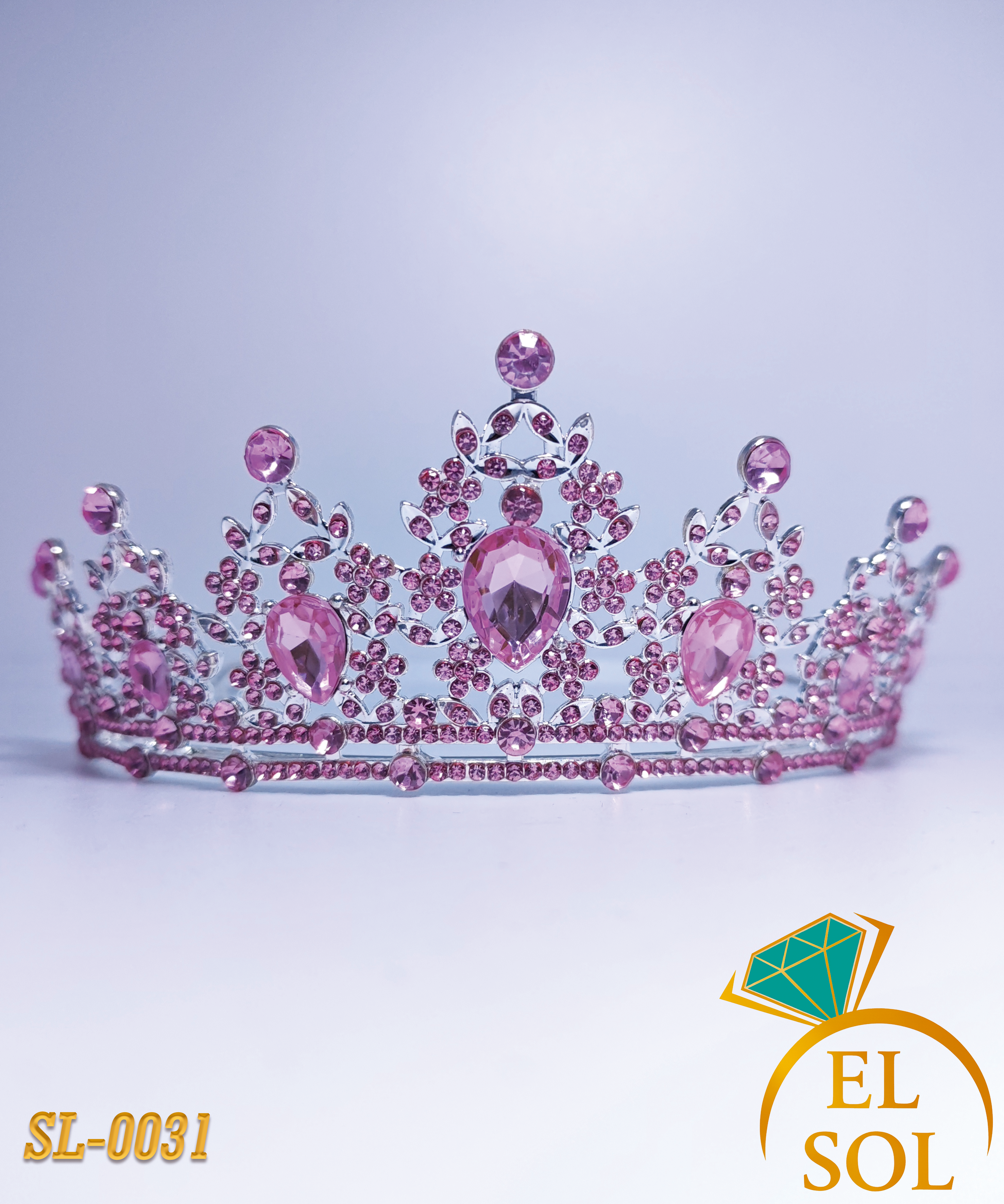 Corona piedras lágrima rosa intenso