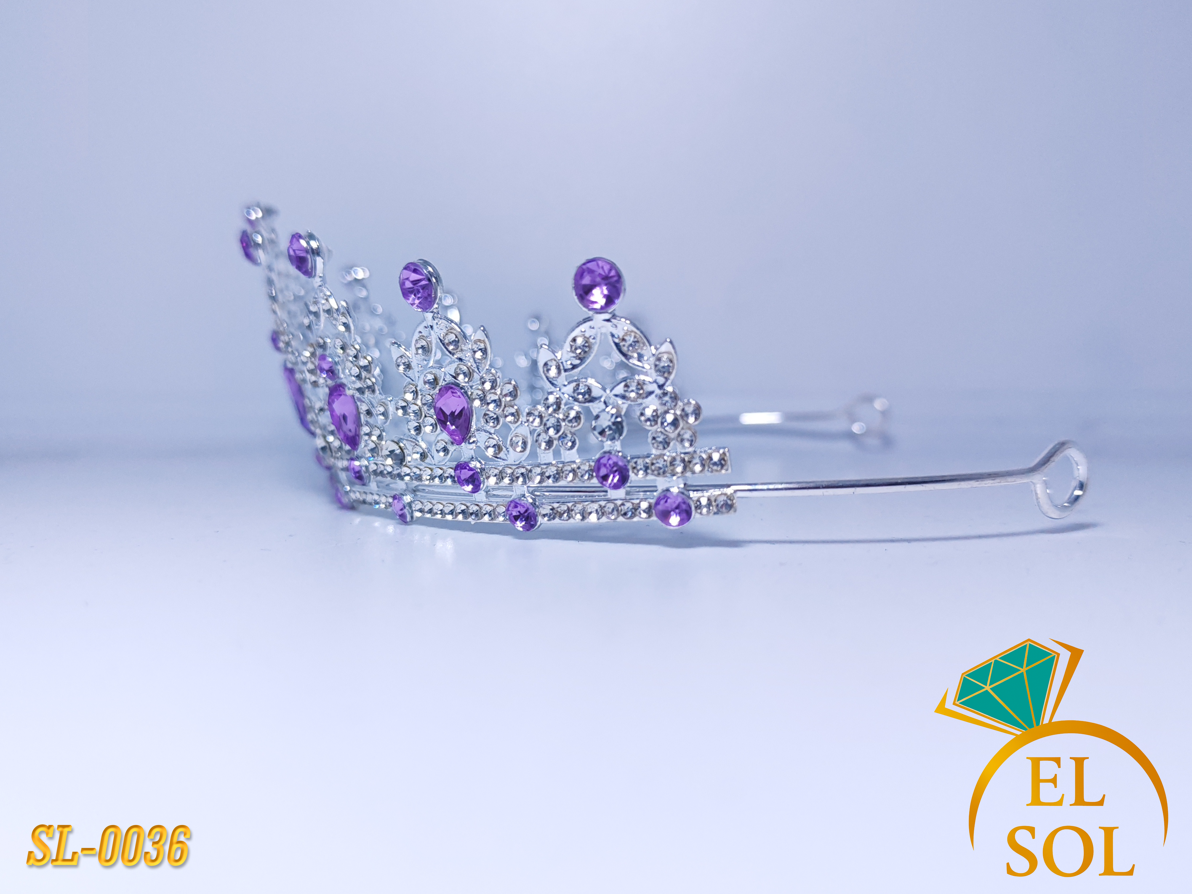 Corona piedras lágrima morada