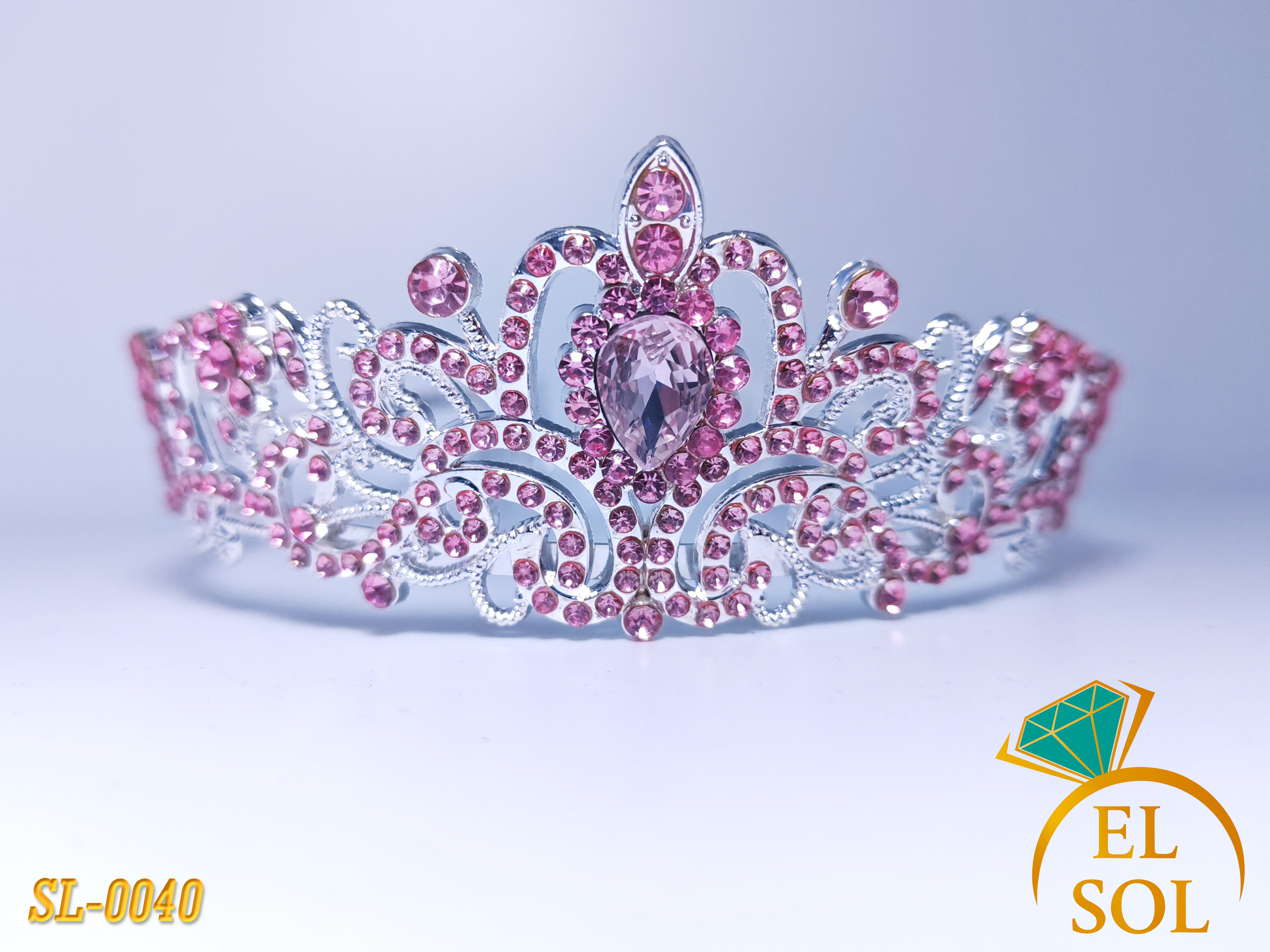 Corona Plateada Rosa Encanto