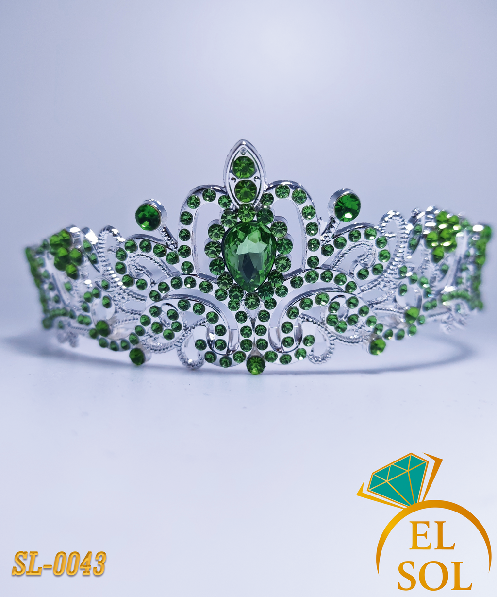 Corona Plateada Esmeralda Elegante