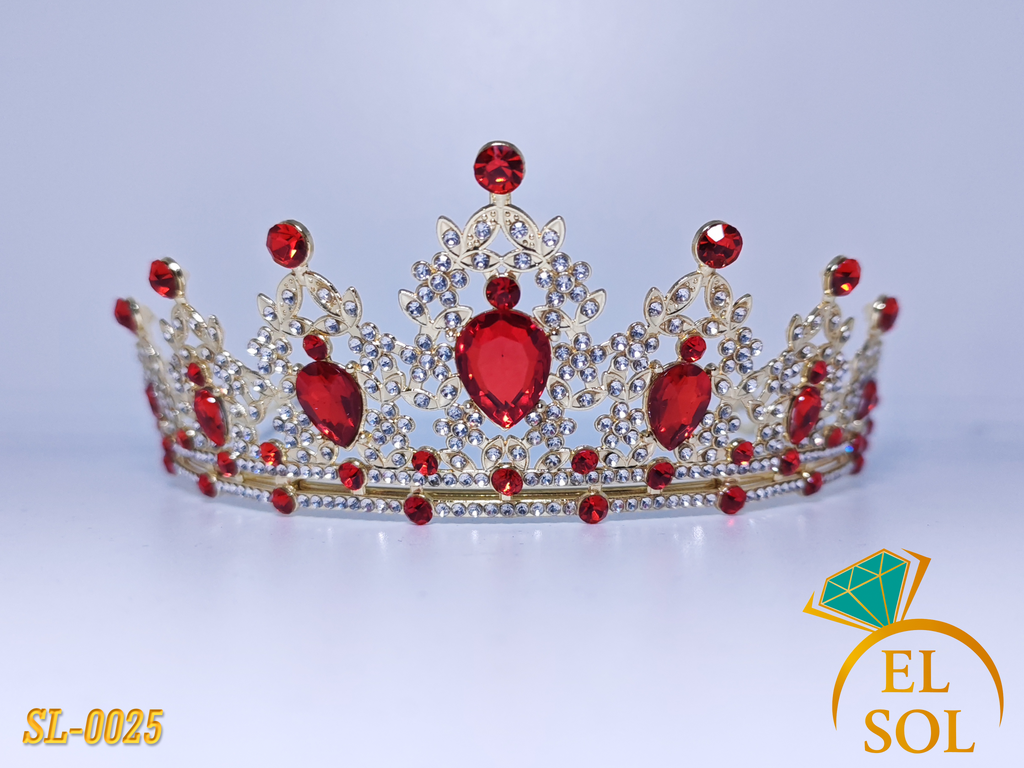 Corona piedras lágrima roja