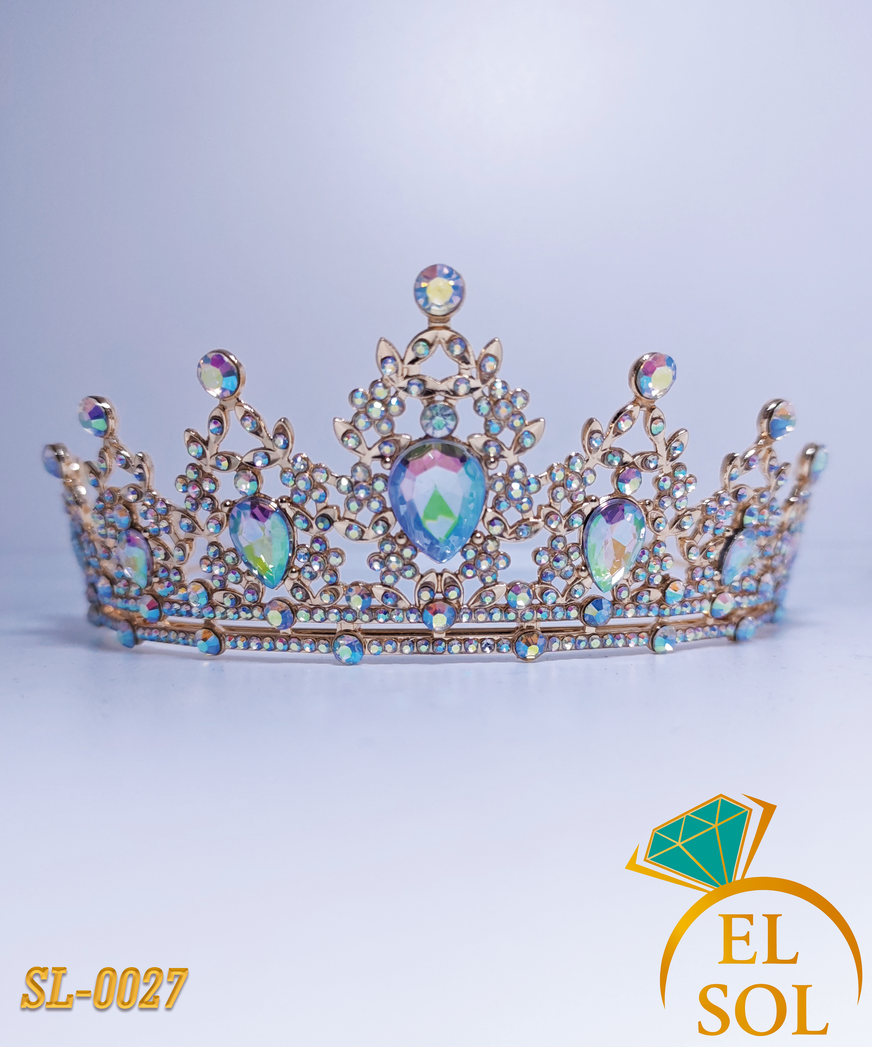 Corona piedras lágrima tornasol