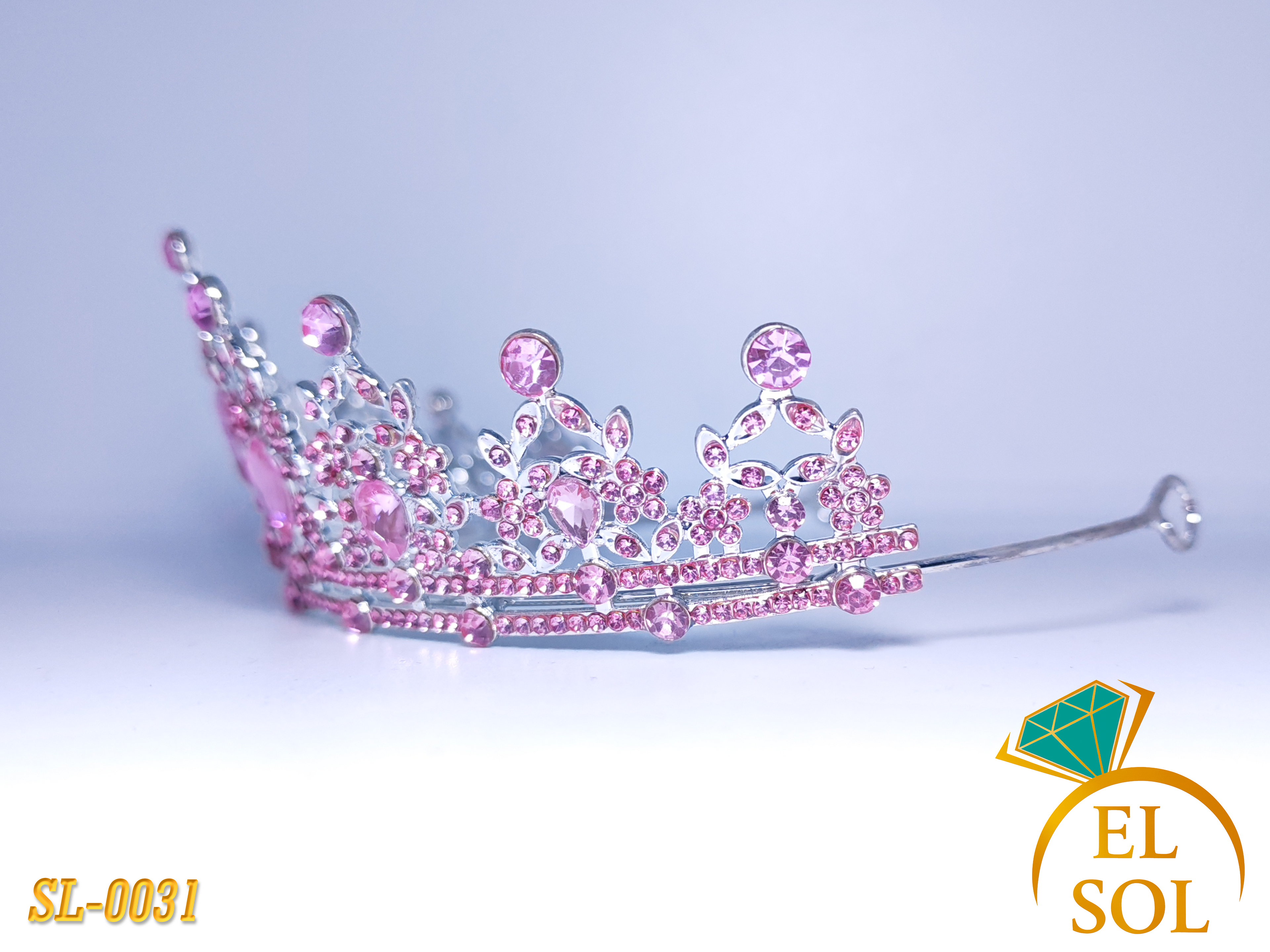 Corona piedras lágrima rosa intenso