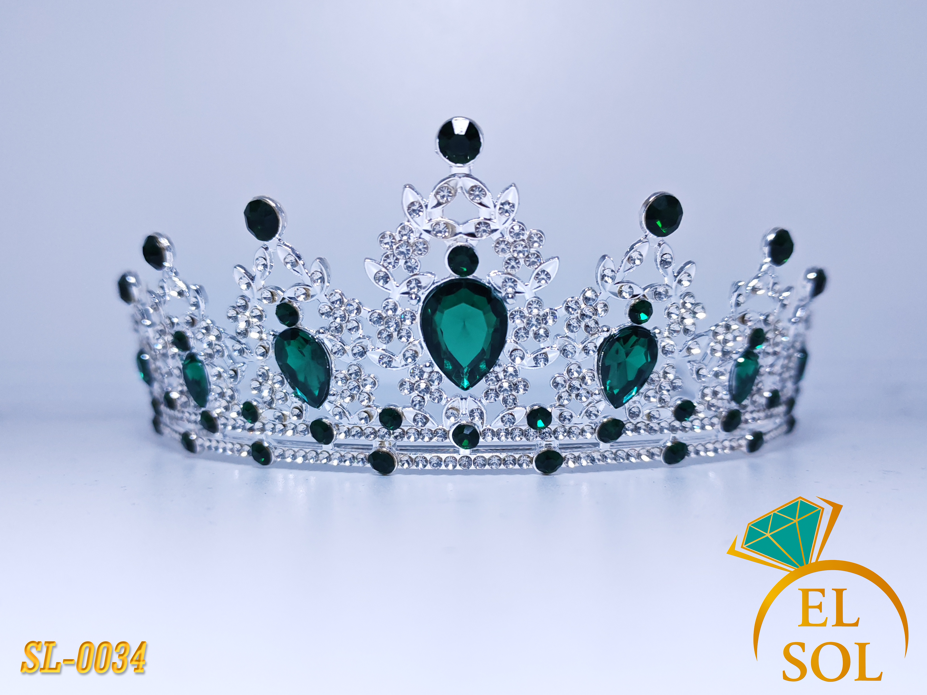 Corona piedras lágrima verde esmeralda