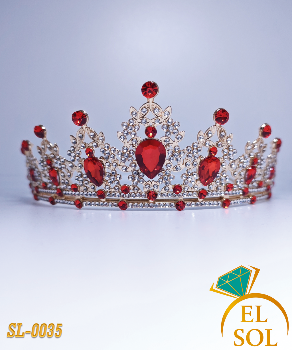 Corona piedras lágrima roja