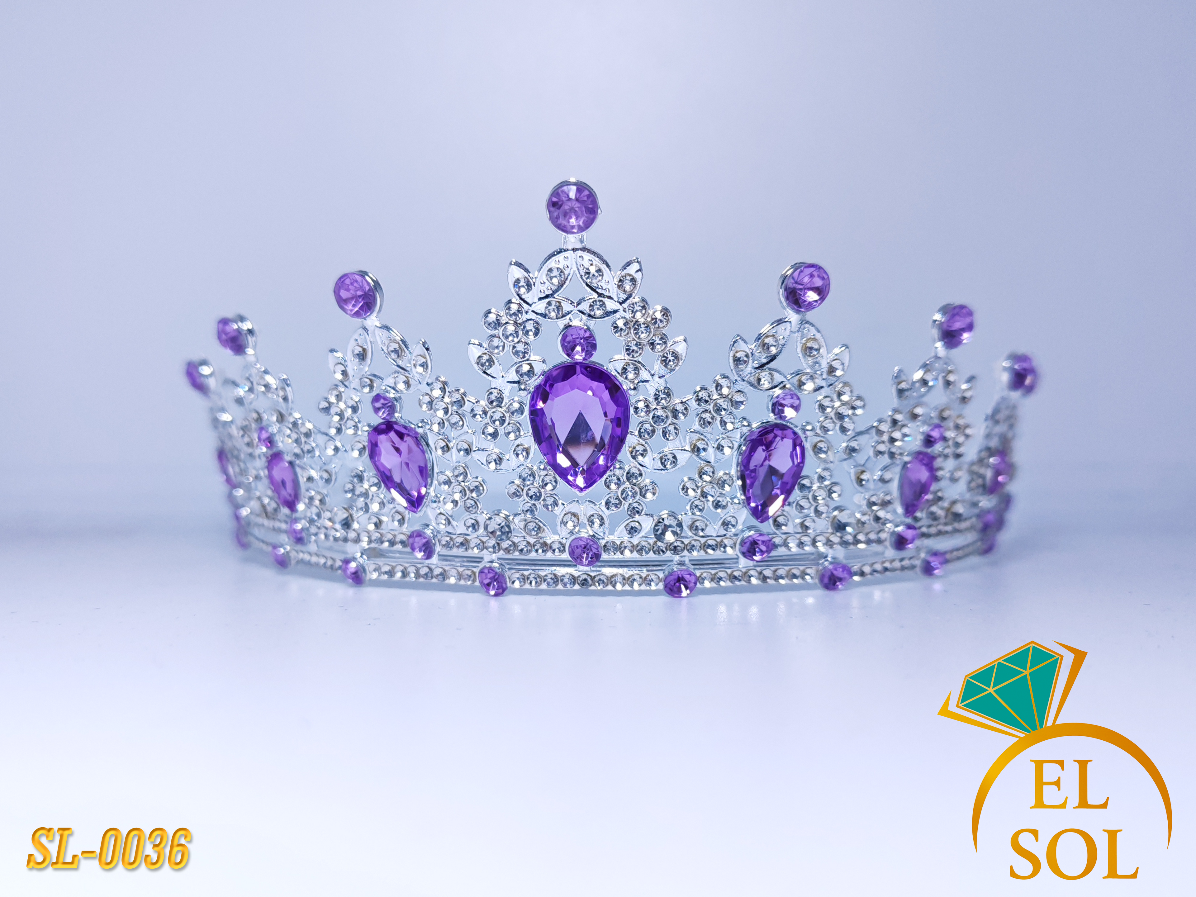 Corona piedras lágrima morada