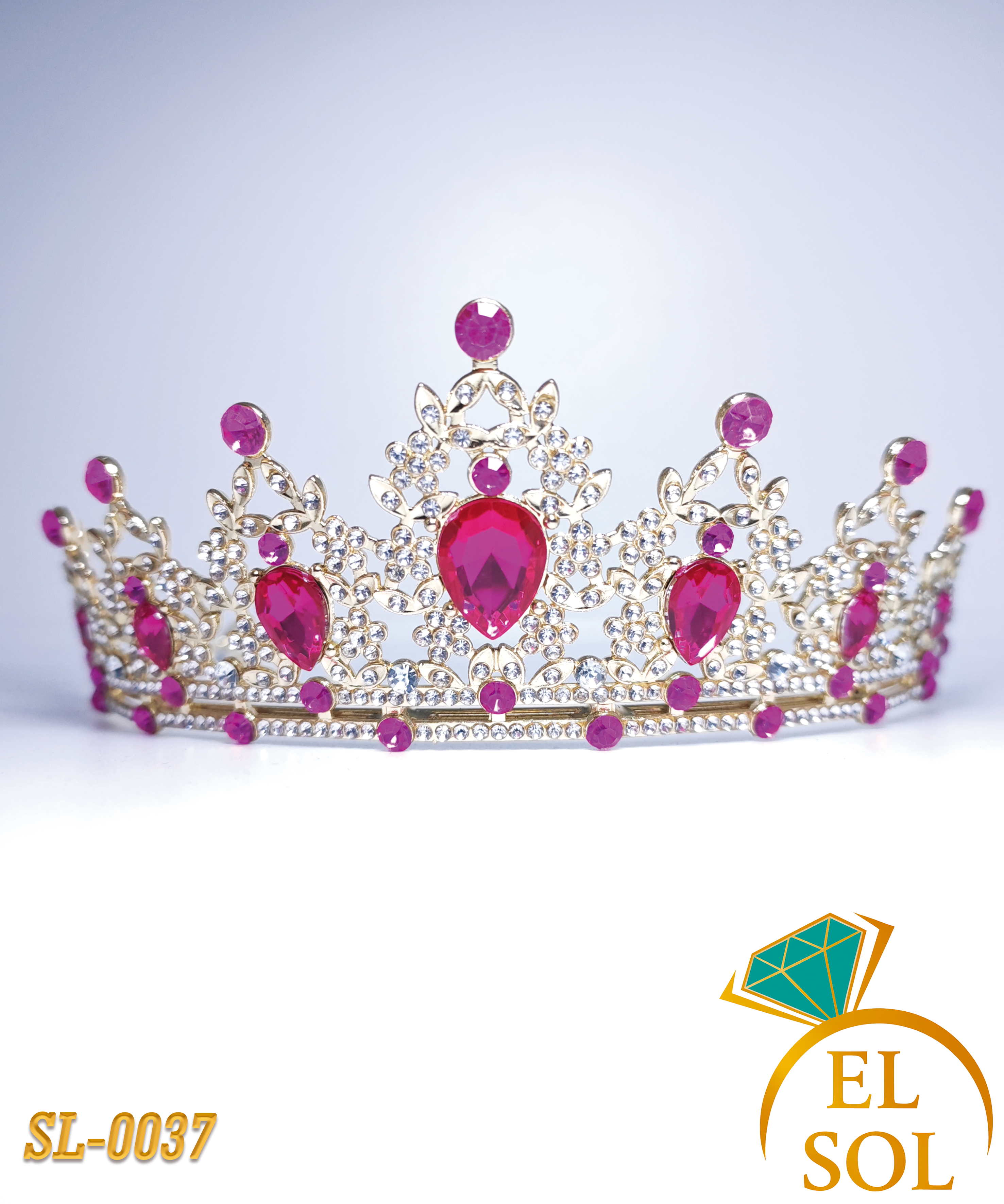Corona piedras lágrima fucsia