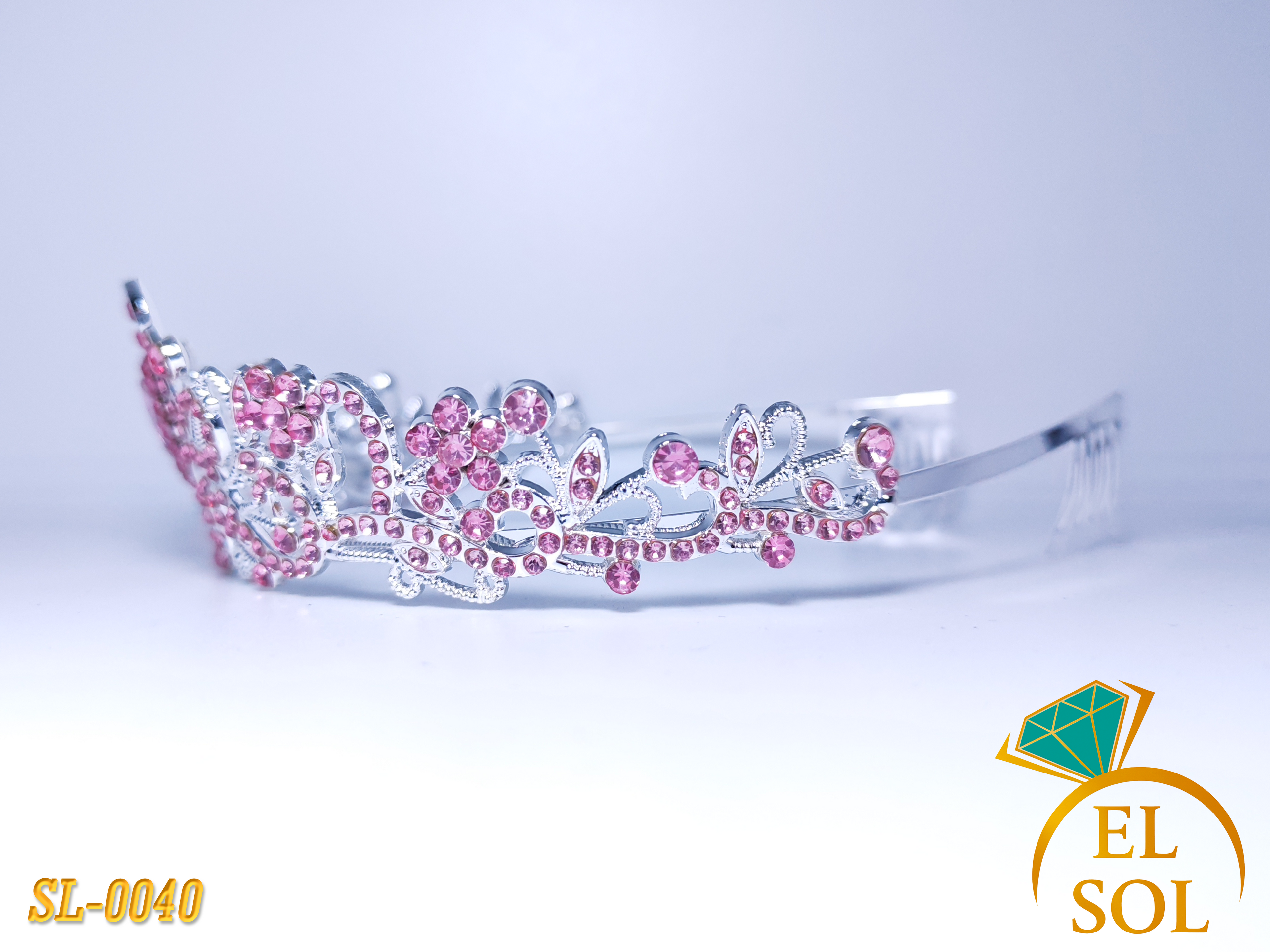 Corona Plateada Rosa Encanto