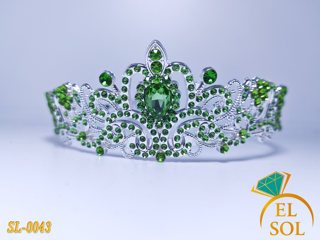 Corona Plateada Esmeralda Elegante