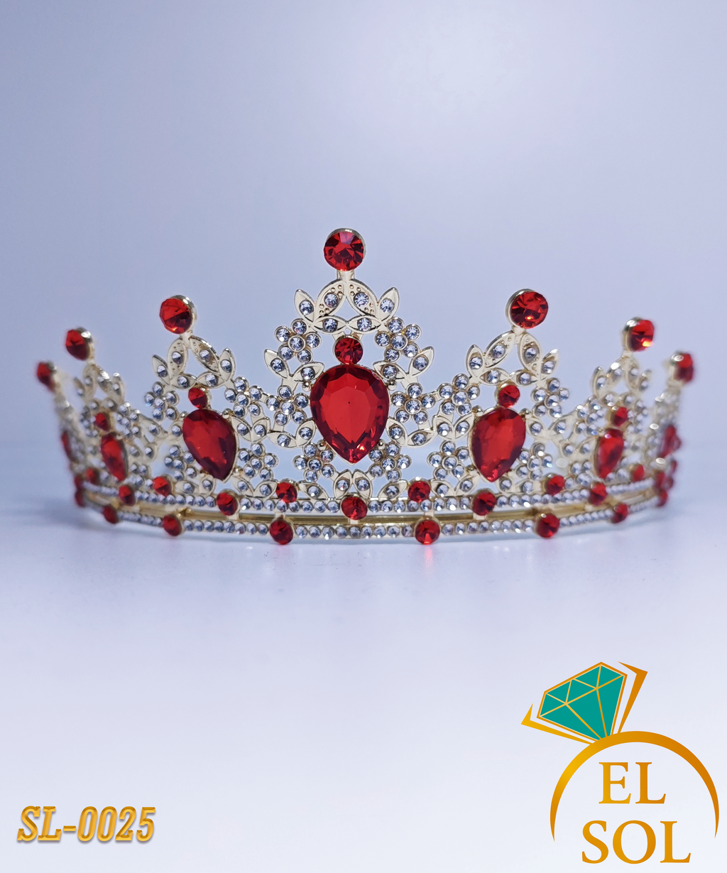 Corona piedras lágrima roja