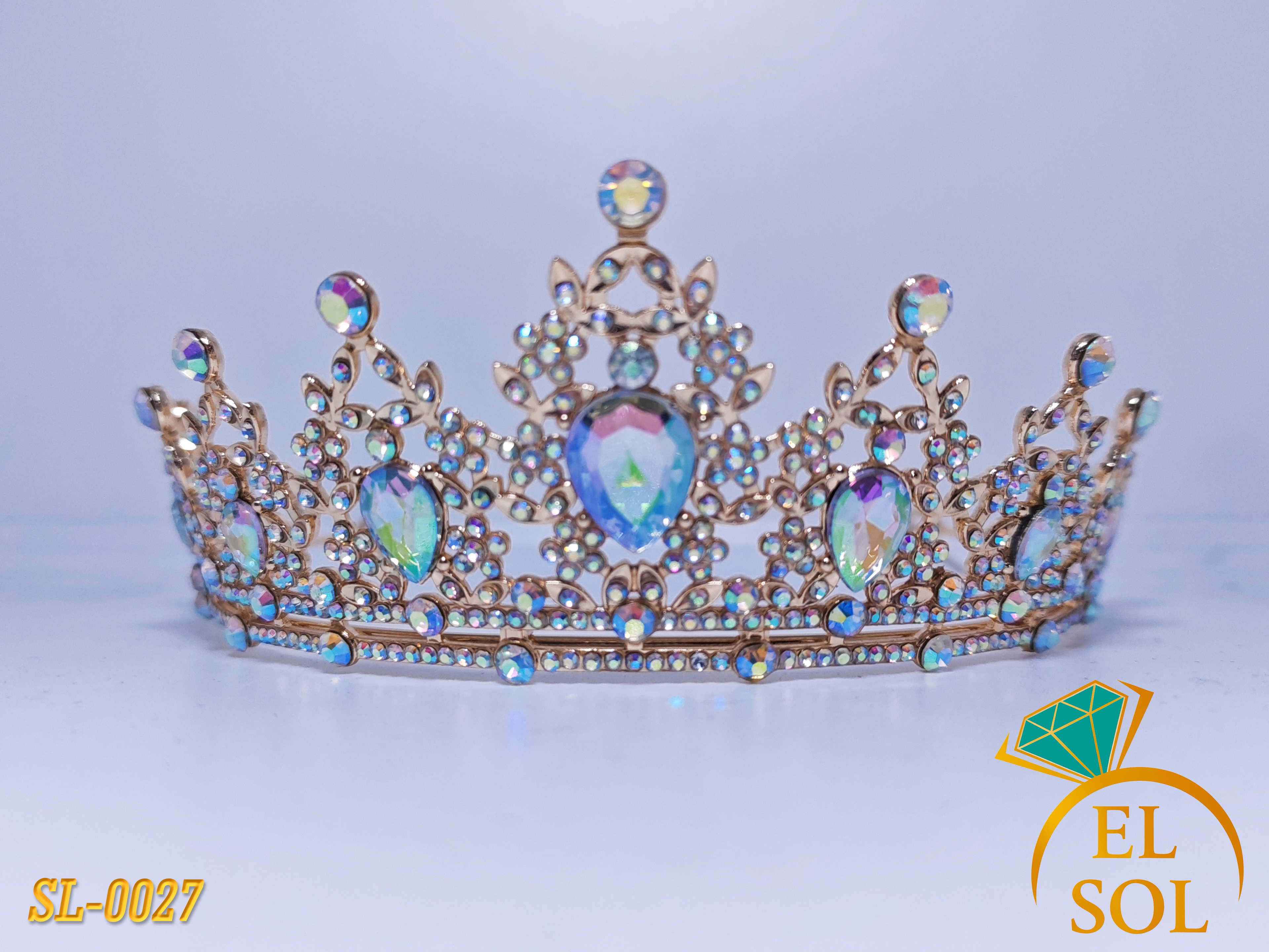 Corona piedras lágrima tornasol