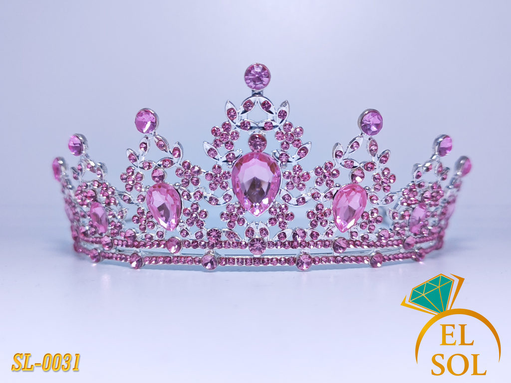 Corona piedras lágrima rosa intenso