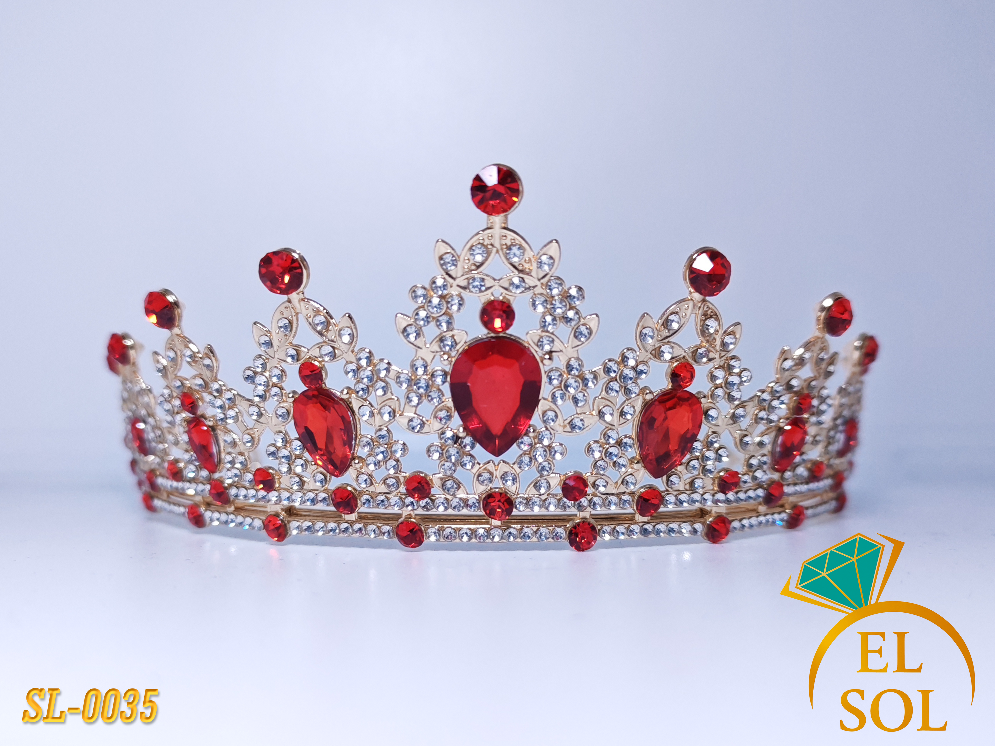 Corona piedras lágrima roja