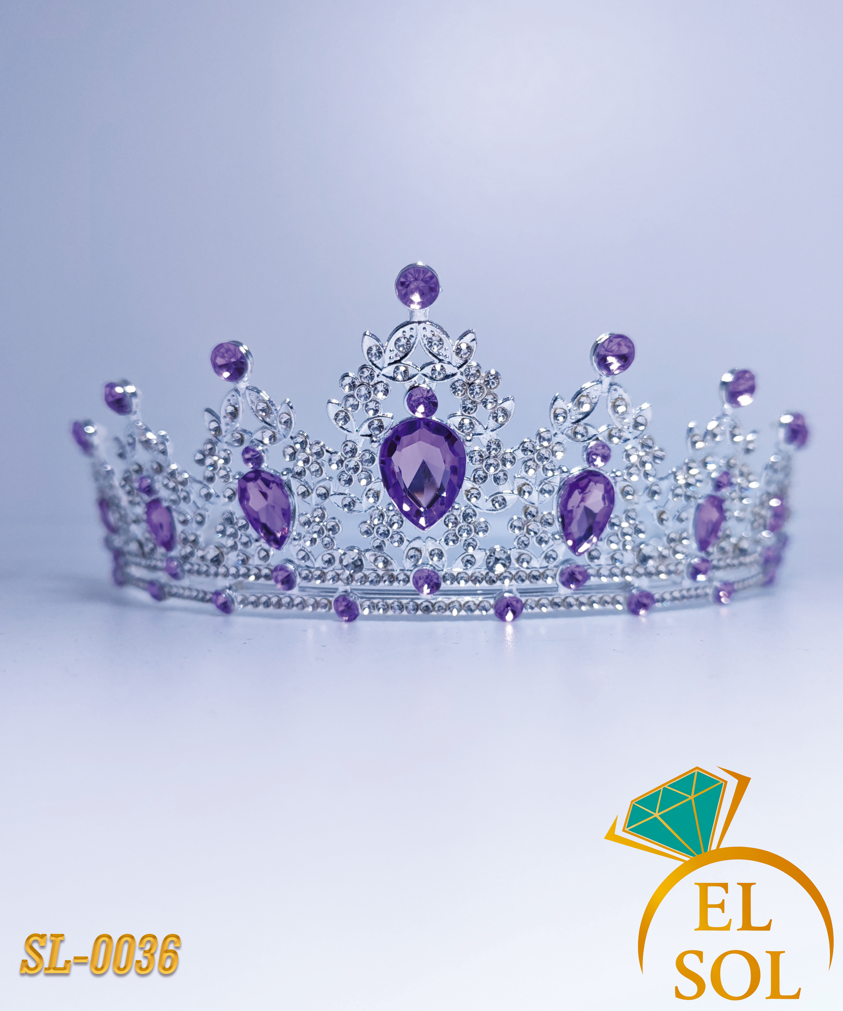 Corona piedras lágrima morada