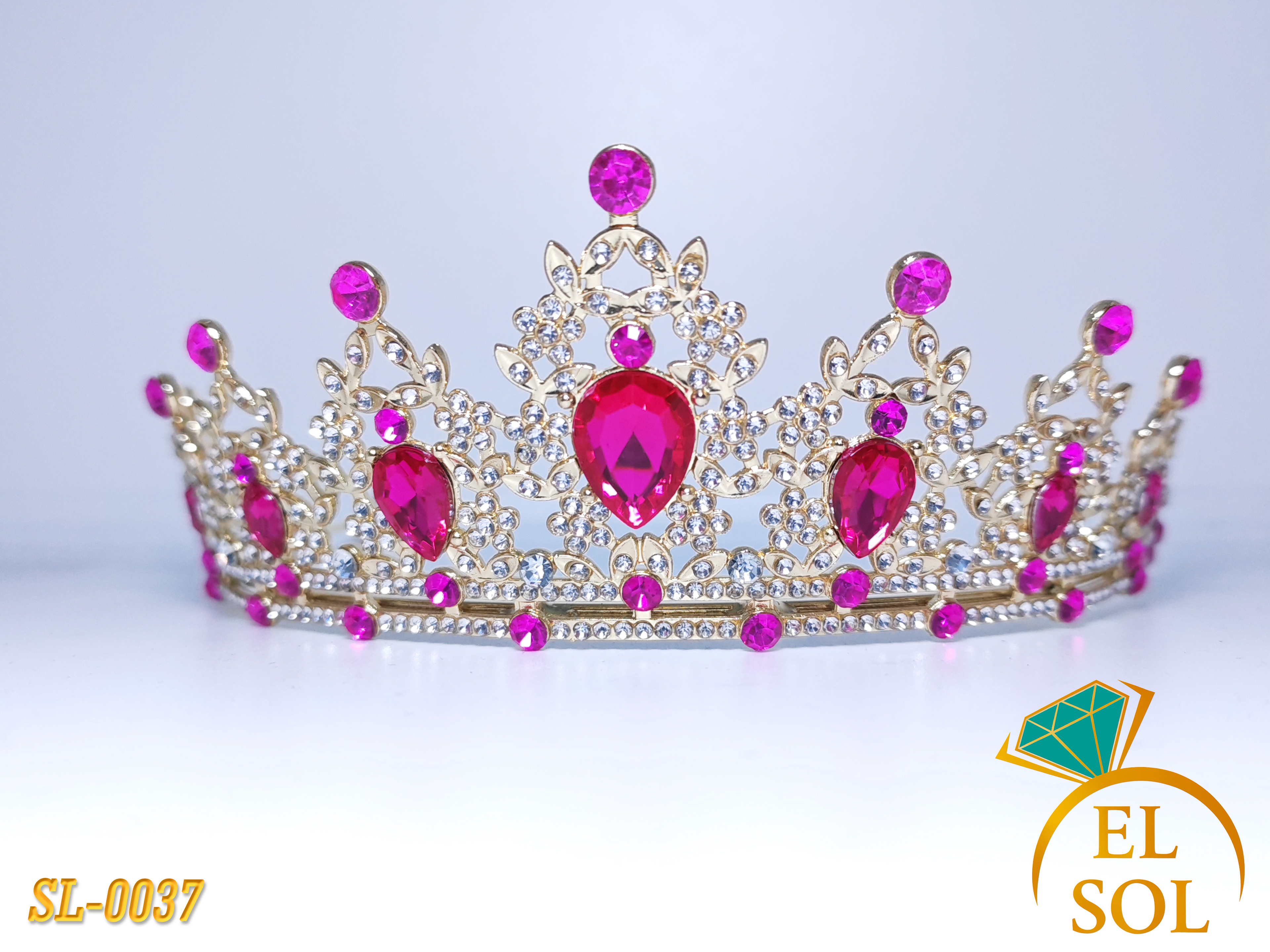 Corona piedras lágrima fucsia