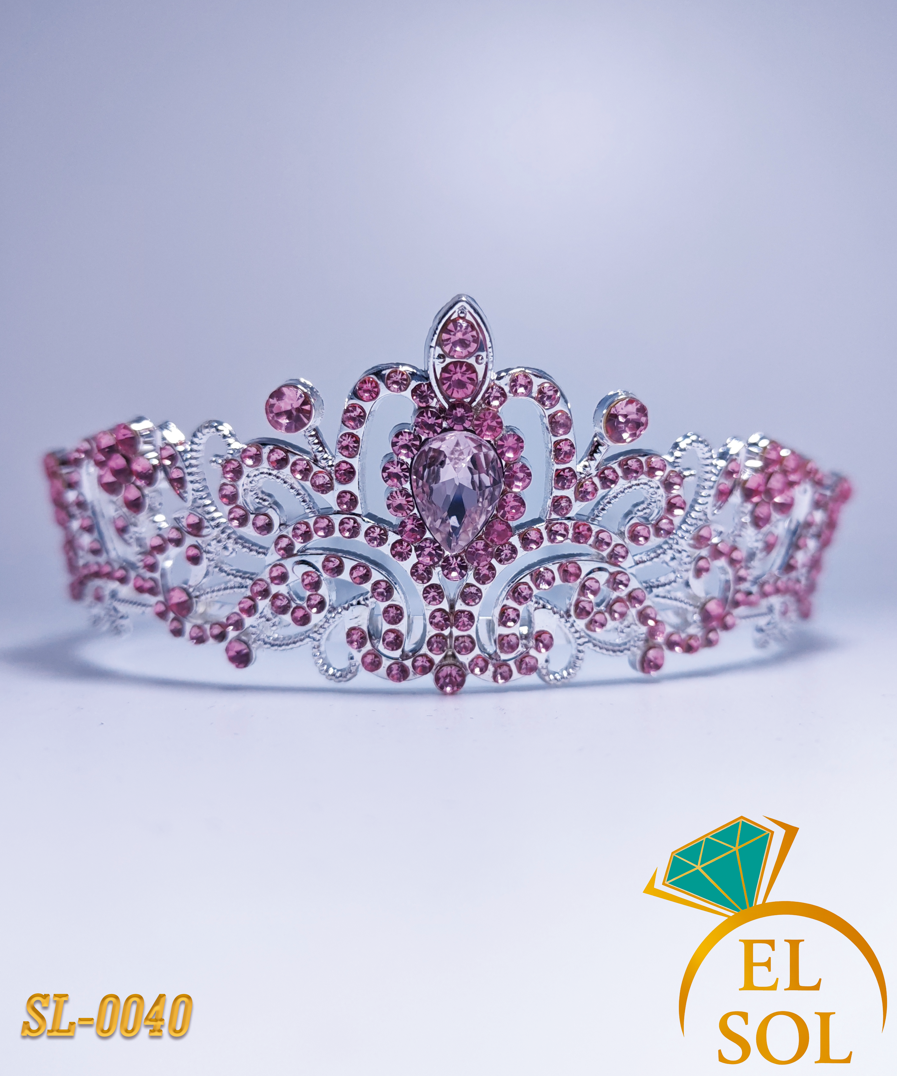 Corona Plateada Rosa Encanto