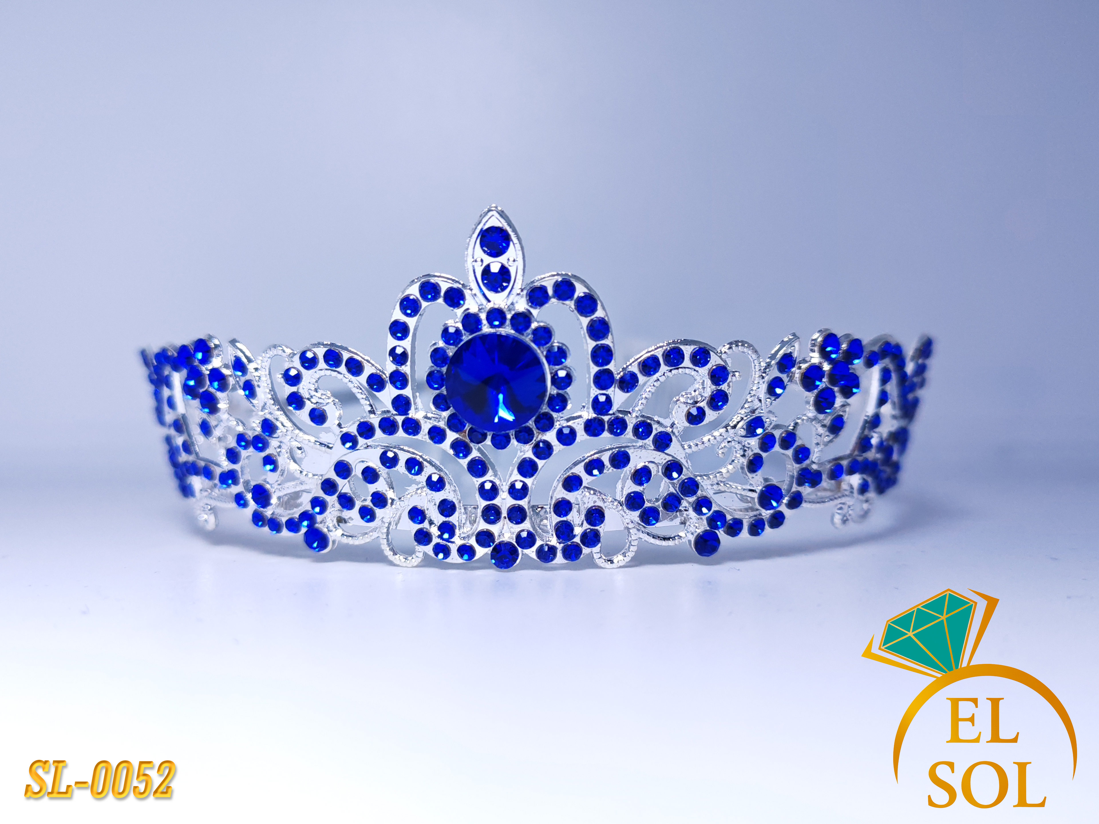 Corona Plateada Zafiro Elegante
