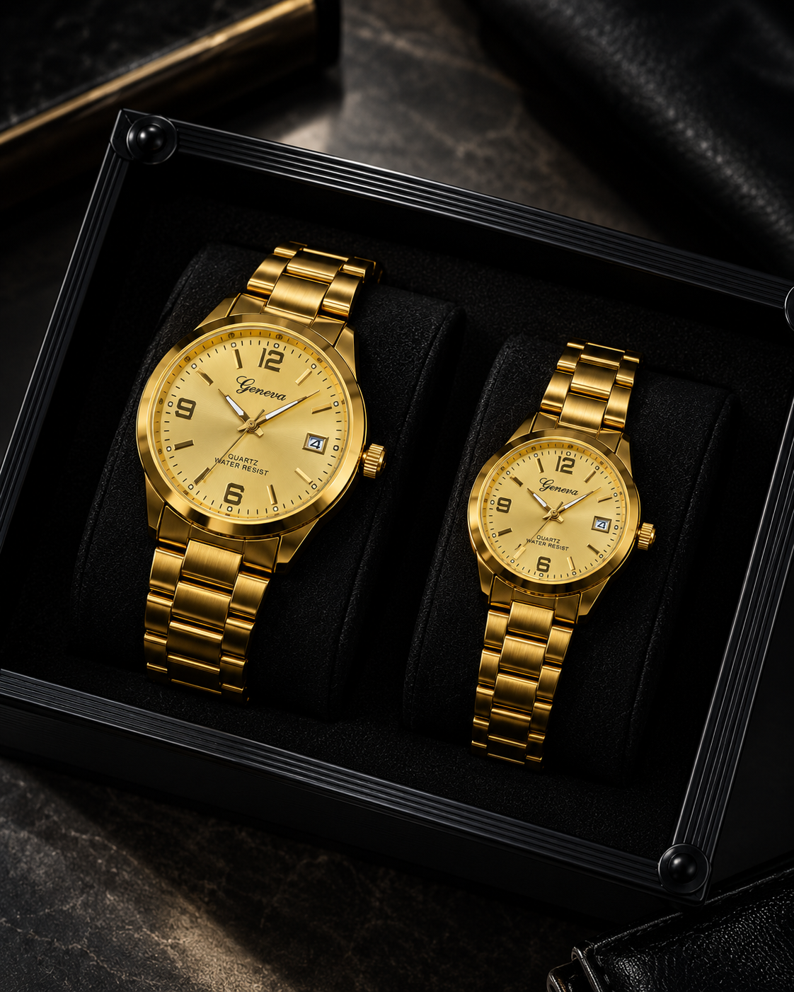 Dúo de Relojes para Pareja Dorado (Copia)
