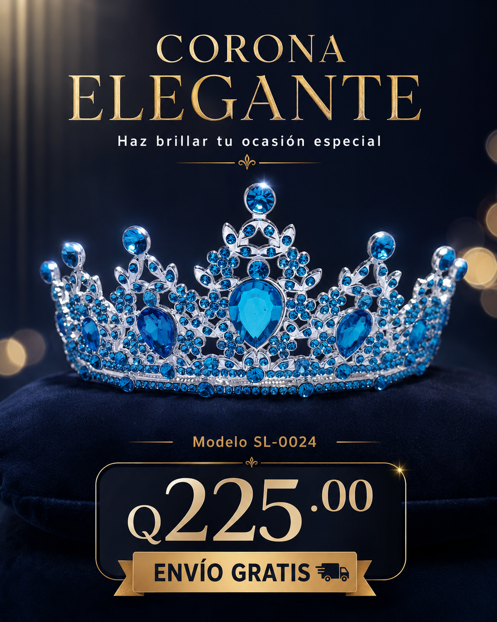 Corona piedras lágrima azul cielo