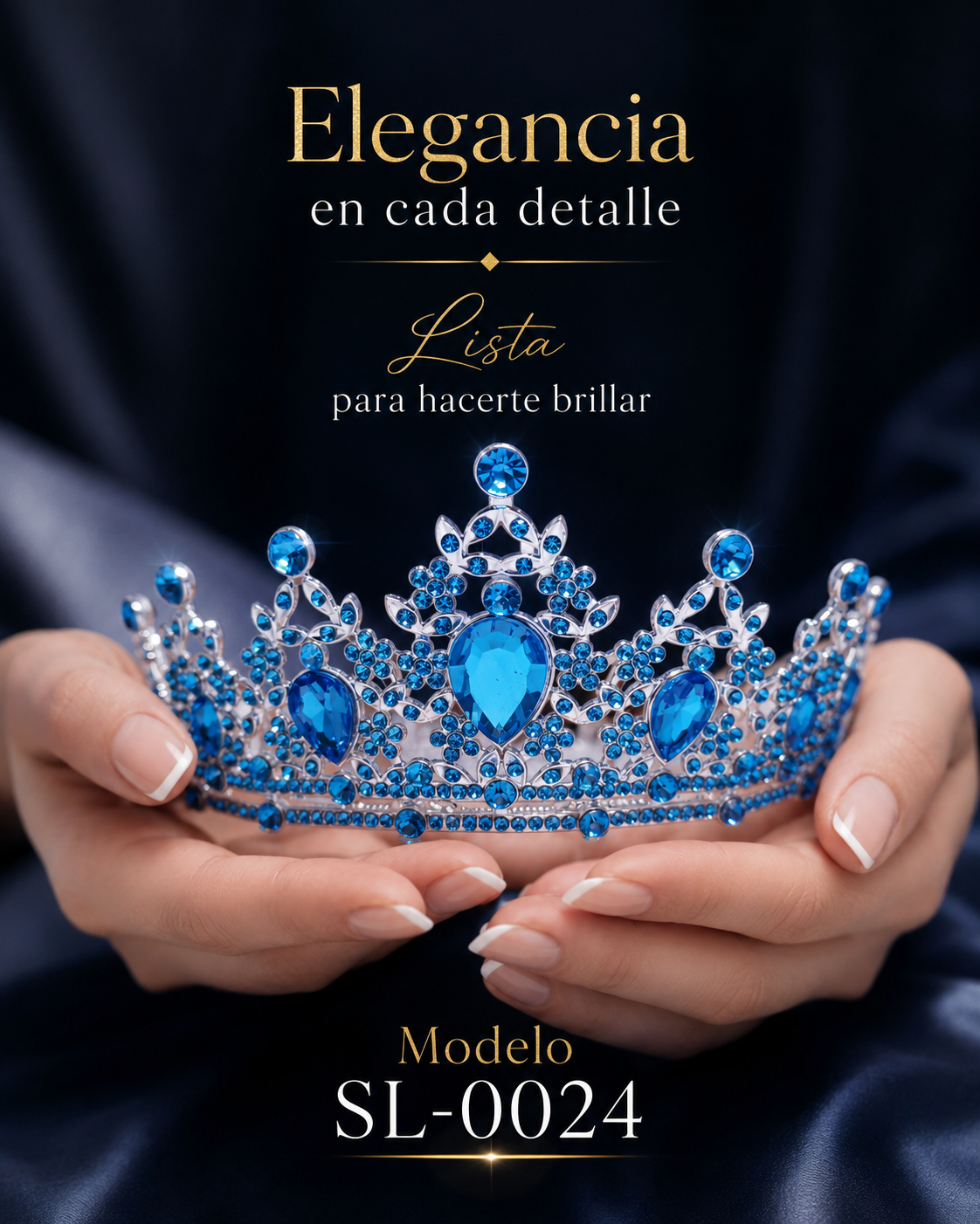 Corona piedras lágrima azul cielo