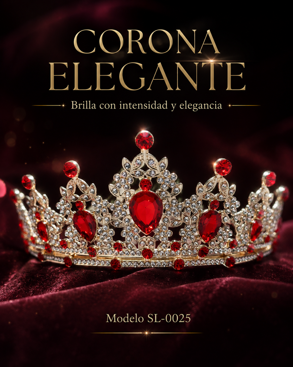 Corona piedras lágrima roja - 0025