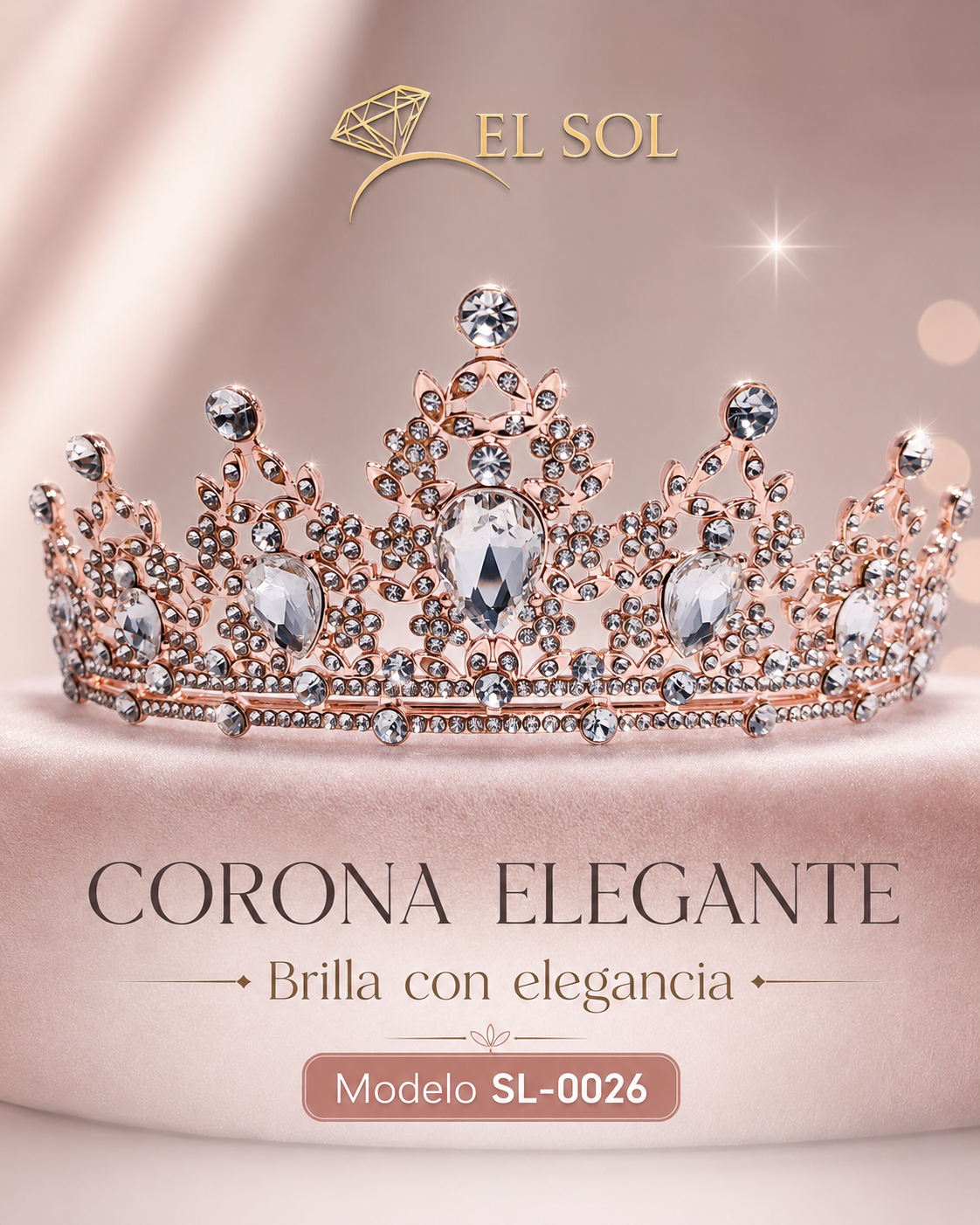 Corona piedras lágrima transparente - 0026