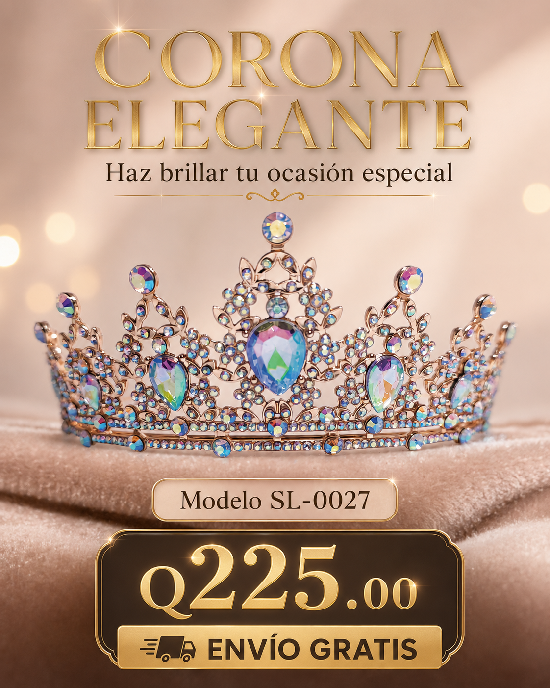 Corona piedras lágrima tornasol  - 0027