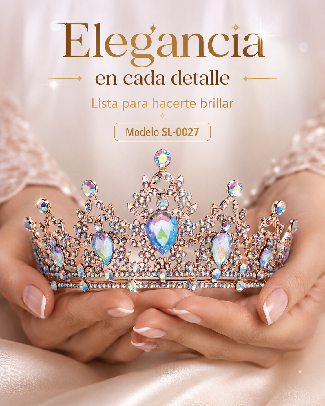 Corona piedras lágrima tornasol  - 0027