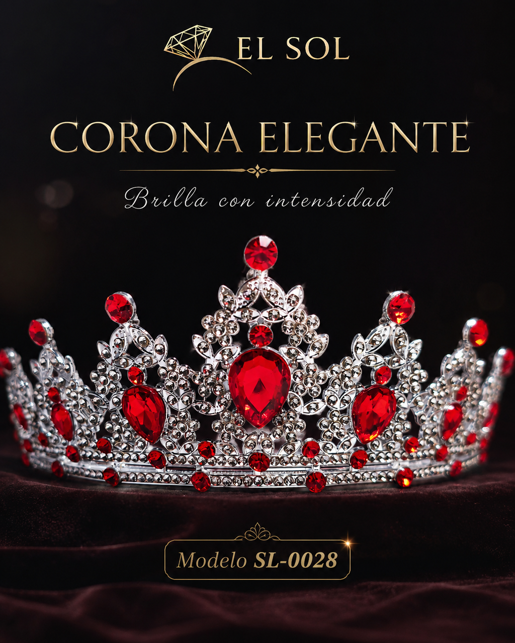 Corona piedras lágrima rojas - 0028