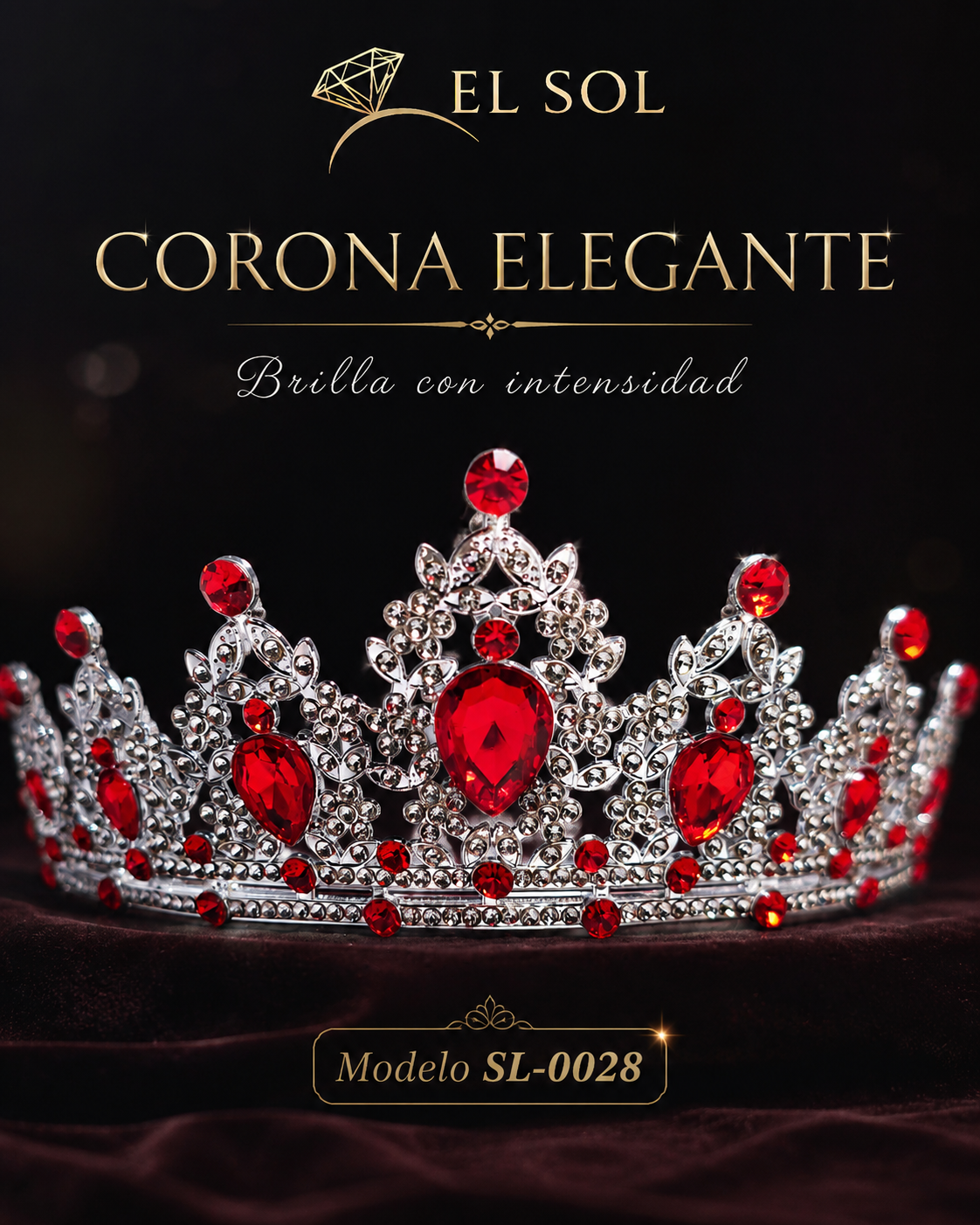 Corona piedras lágrima rojas - 0028