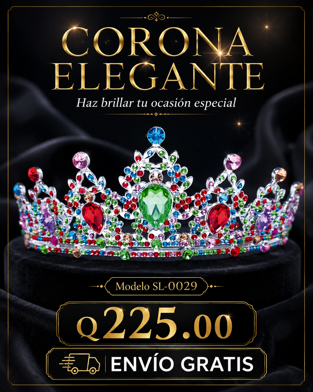 Corona piedras lágrima multicolor 0029