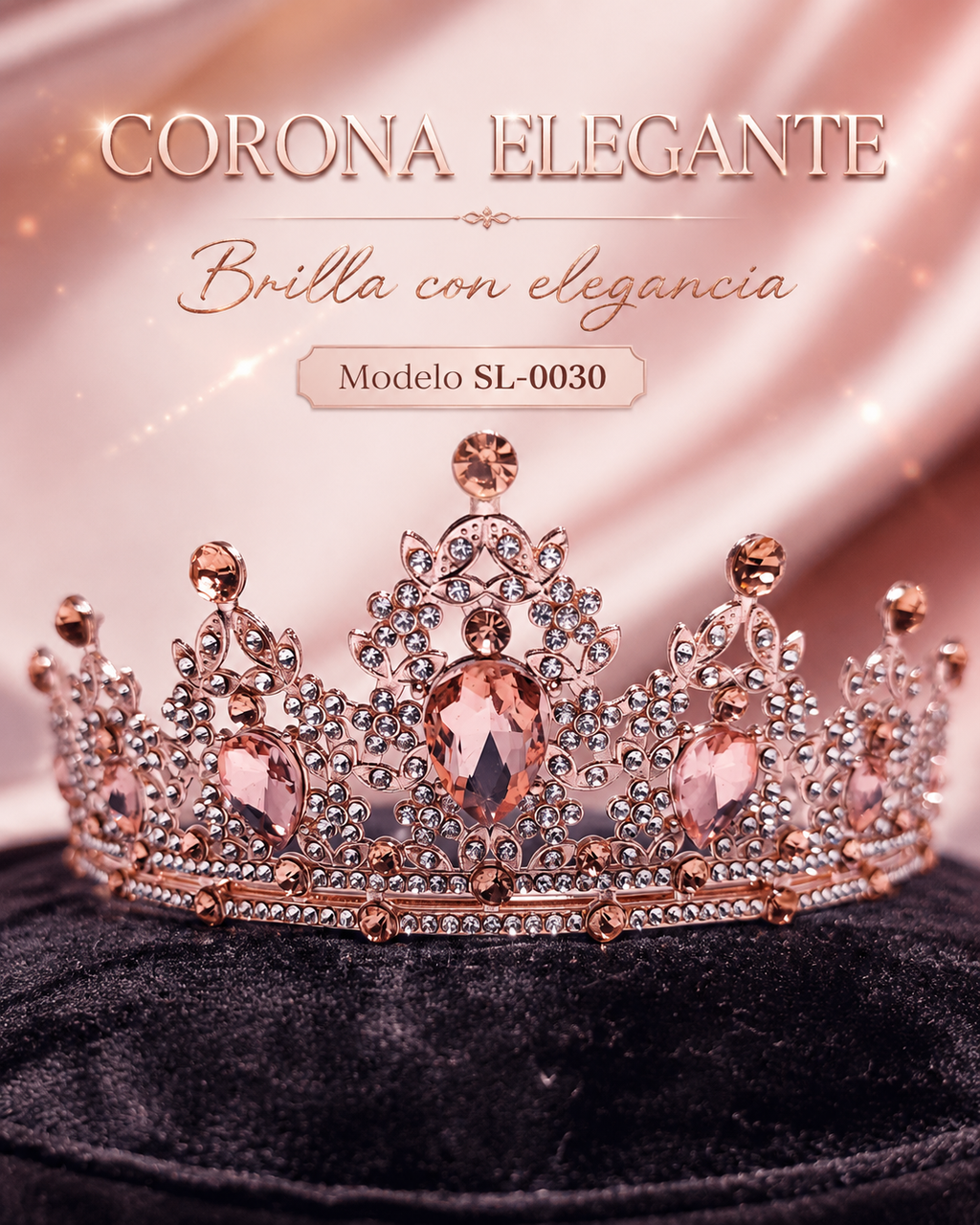Corona piedras lágrima color champagne - 0030
