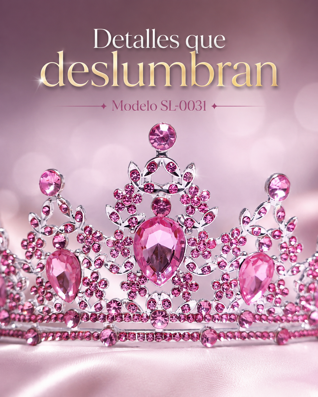 Corona piedras lágrima rosa intenso -0031