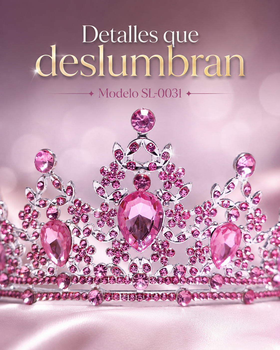Corona piedras lágrima rosa intenso -0031