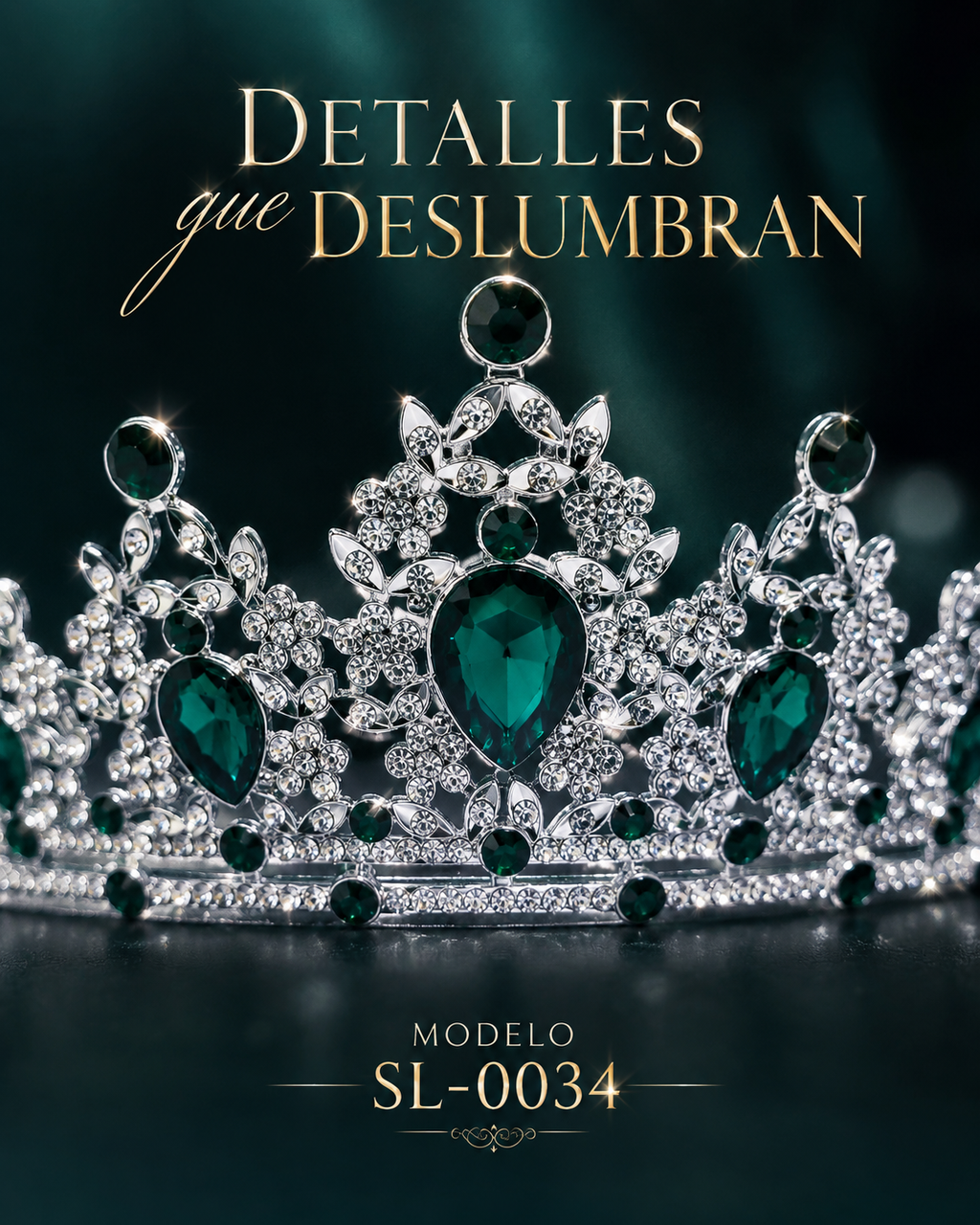 Corona piedras lágrima verde esmeralda - 0034
