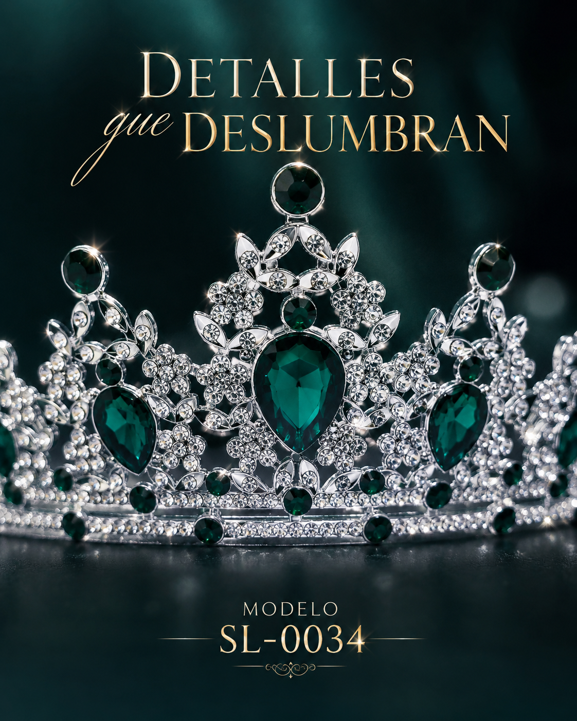 Corona piedras lágrima verde esmeralda - 0034