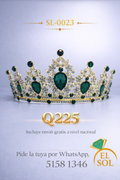 Corona piedras lágrima verde esmeralda