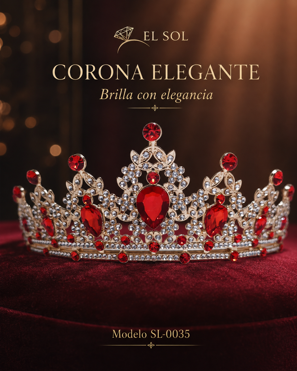 Corona piedras lágrima roja - 0035