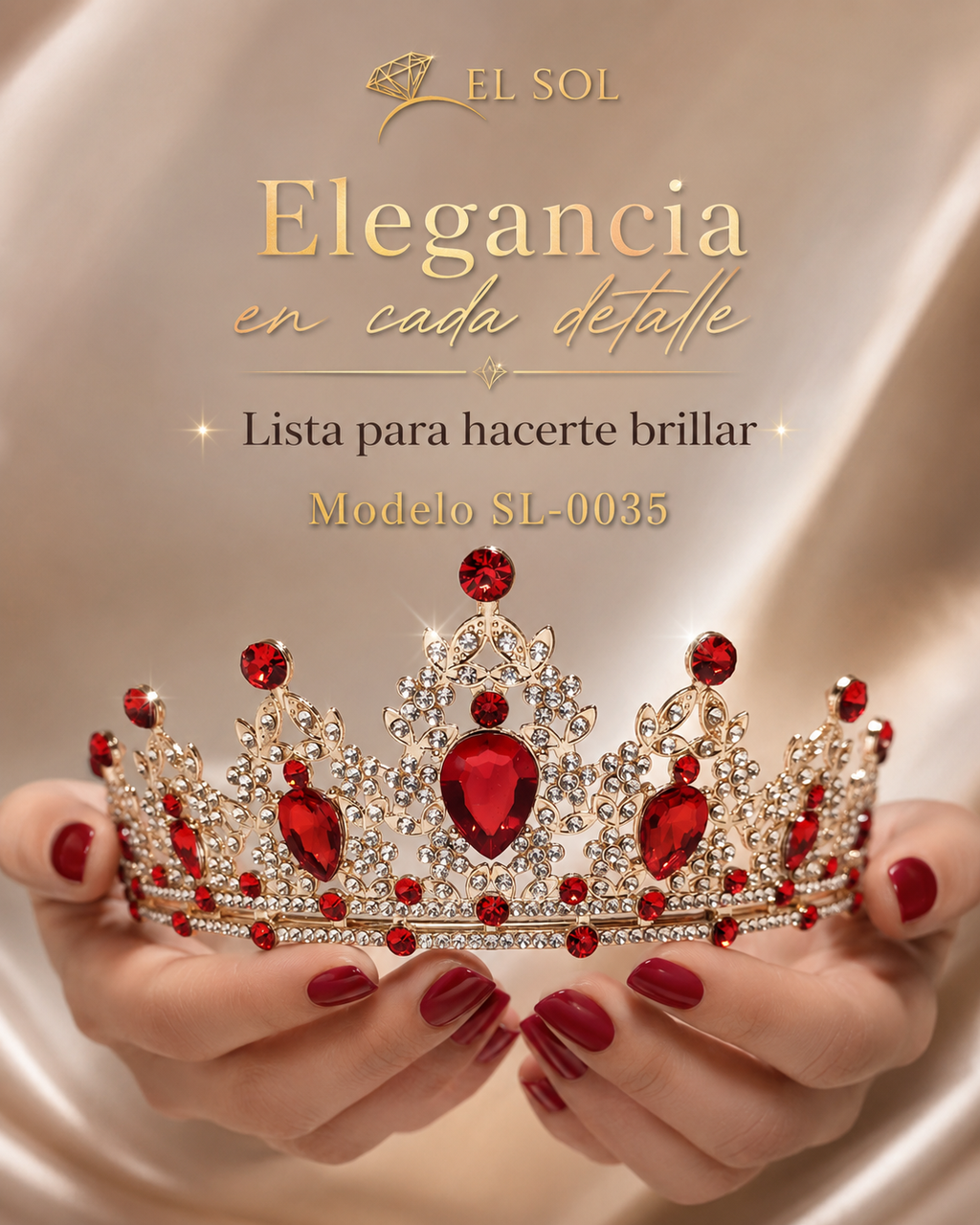 Corona piedras lágrima roja - 0035