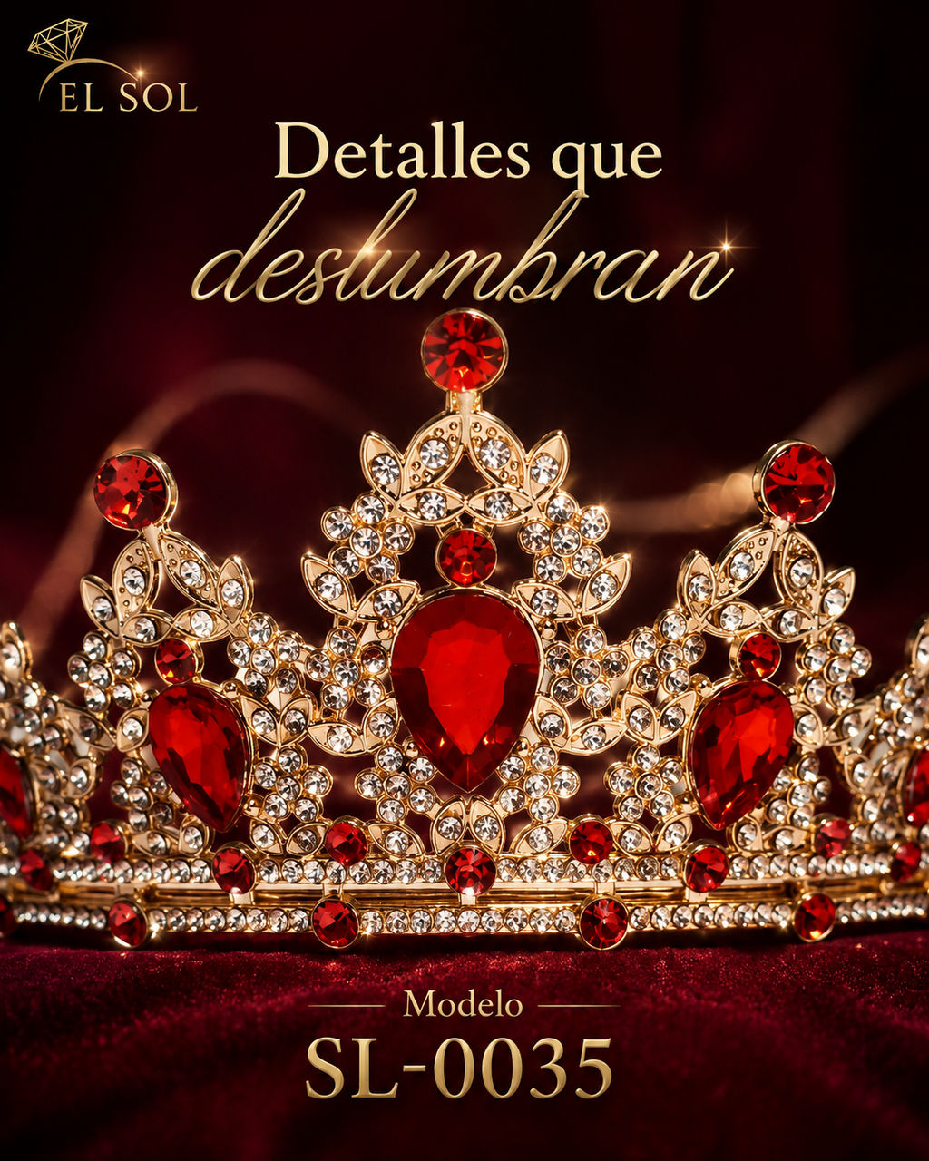 Corona piedras lágrima roja - 0035