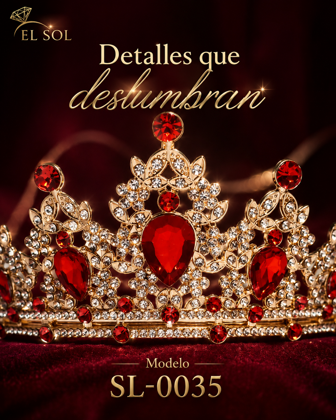 Corona piedras lágrima roja - 0035