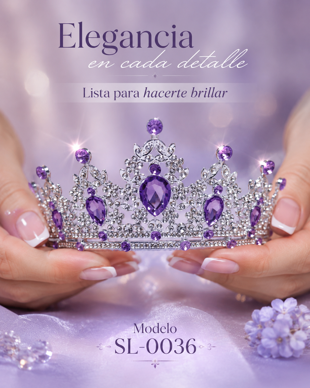 Corona piedras lágrima morada - 0036