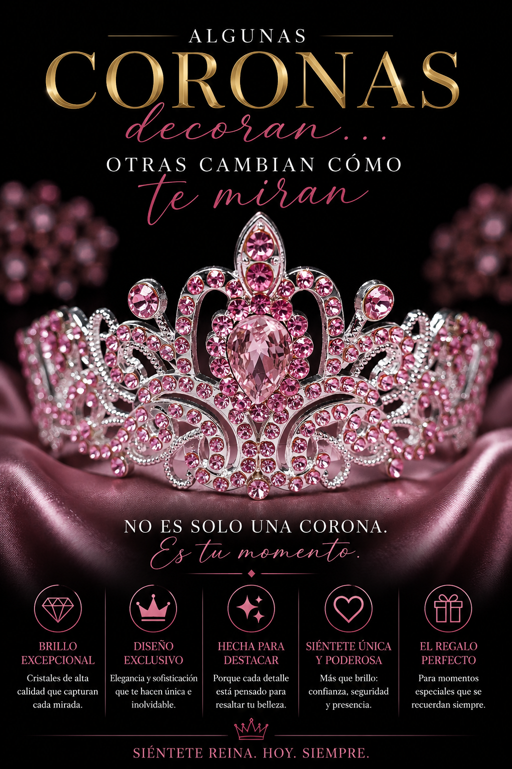 Corona Plateada Rosa Encanto