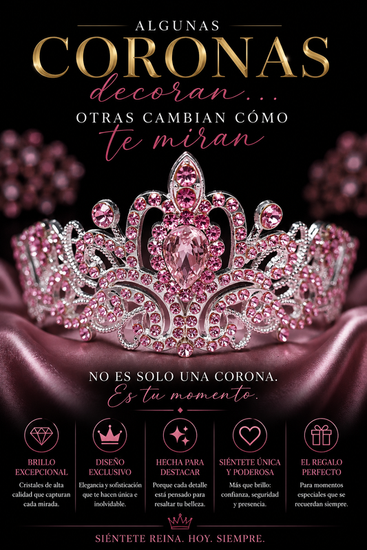Corona Plateada Rosa Encanto