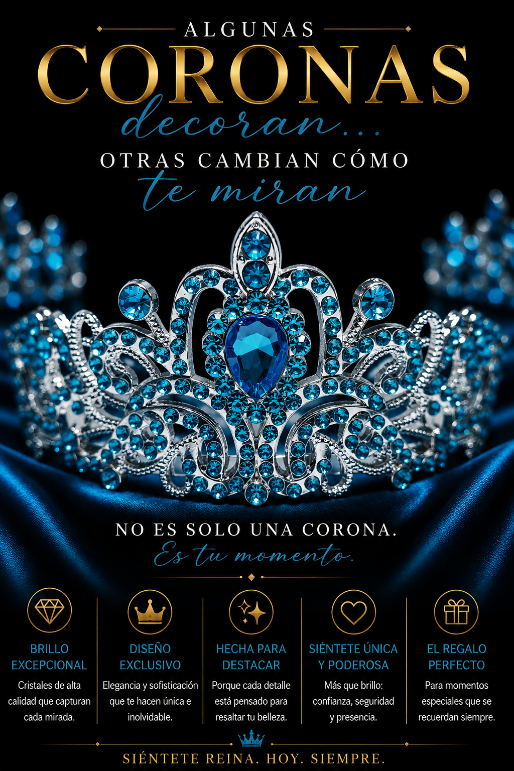 Corona Plateada Zafiro Celestial